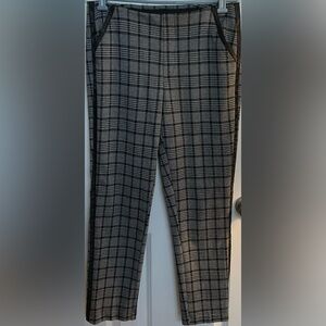 Cato Women's Black and Gray Plaid Straight Leg Pants